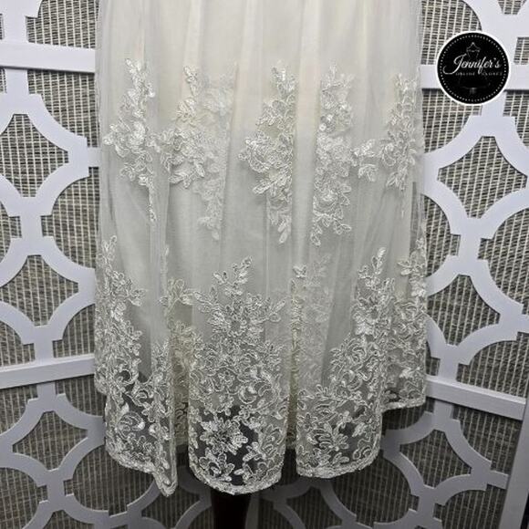 Taylor NWT Cream Embroidered Lace Sleeveless Fit & Flare Dress Size 10 - Picture 5 of 14